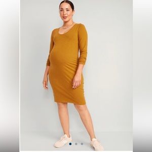 Old Navy Maternity Long-Sleeve Jersey Bodycon Dress Baltic Amber